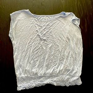 Ann Taylor Loft Outlet Dolman Light Blue Shirt with Elastic Waist Cotton Medium